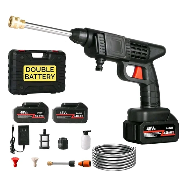 Original High Pressure Car Washing Gun With Powerful Rechargable Batteries (2 Batteries)