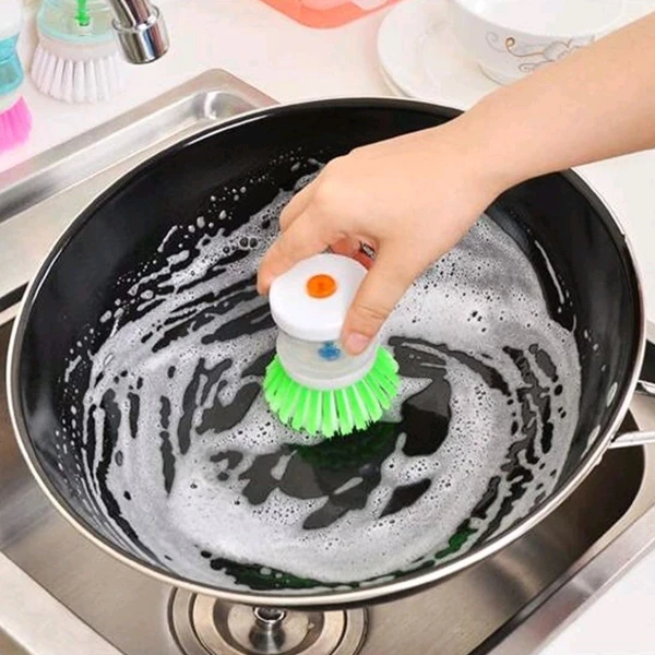 Dishes And Vessels Cleaning Brush With Liquid Dispenser 