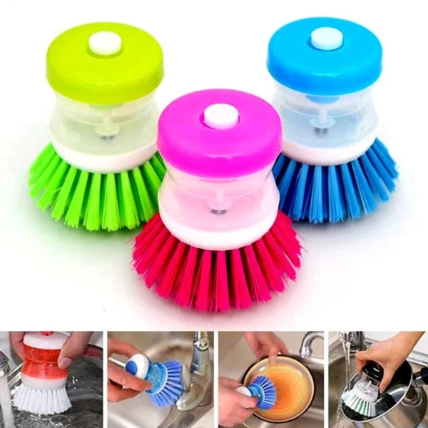 Dishes And Vessels Cleaning Brush With Liquid Dispenser 