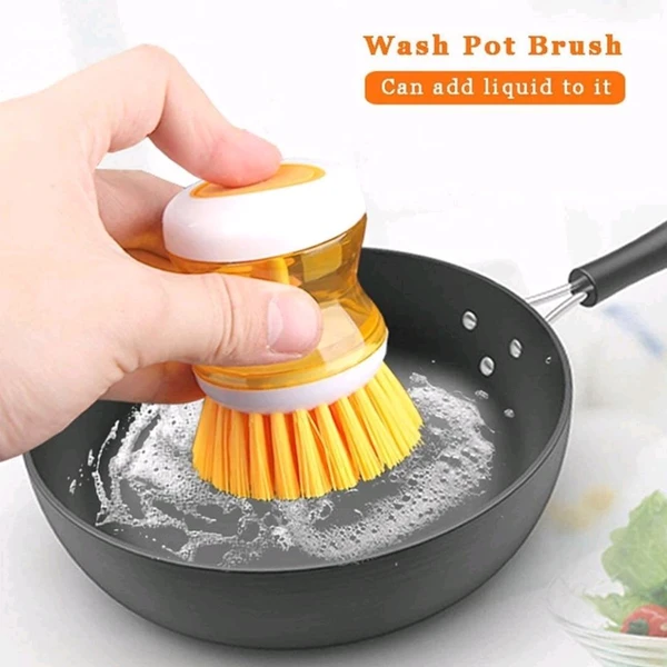 Dishes And Vessels Cleaning Brush With Liquid Dispenser 