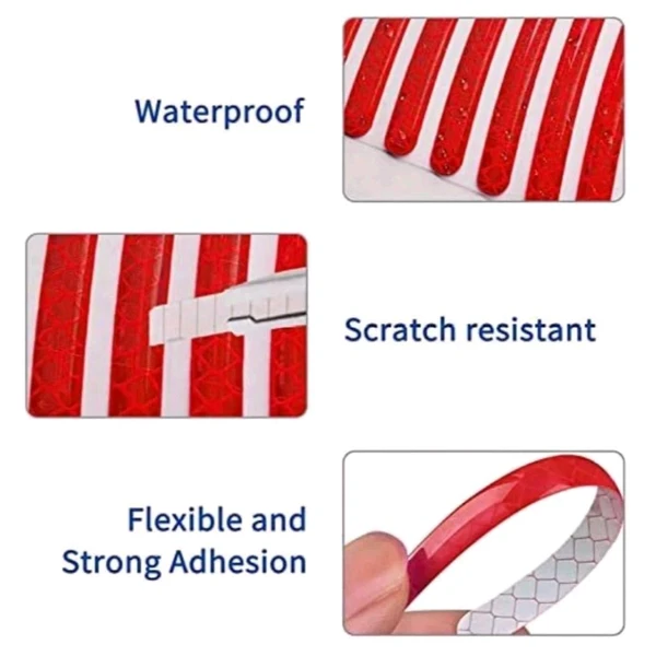 Reflective Tyre Stickers For Car And Bike (RED 20Pcs)