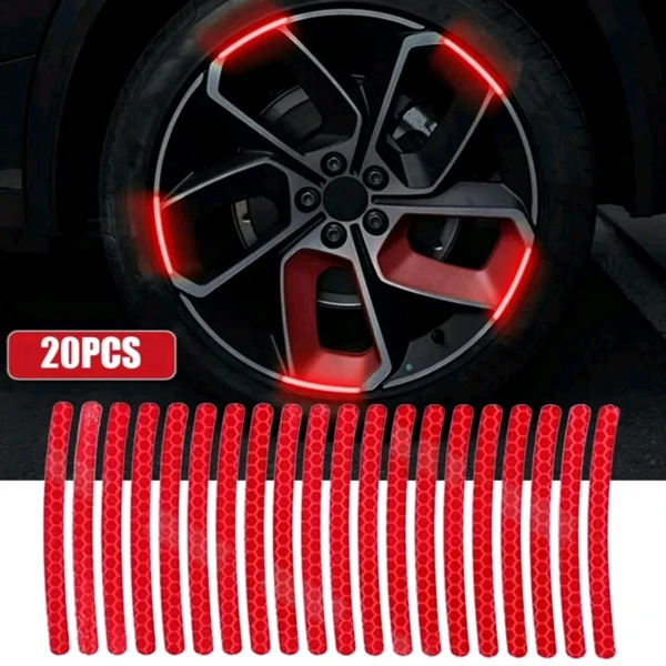 Reflective Tyre Stickers For Car And Bike (RED 20Pcs)