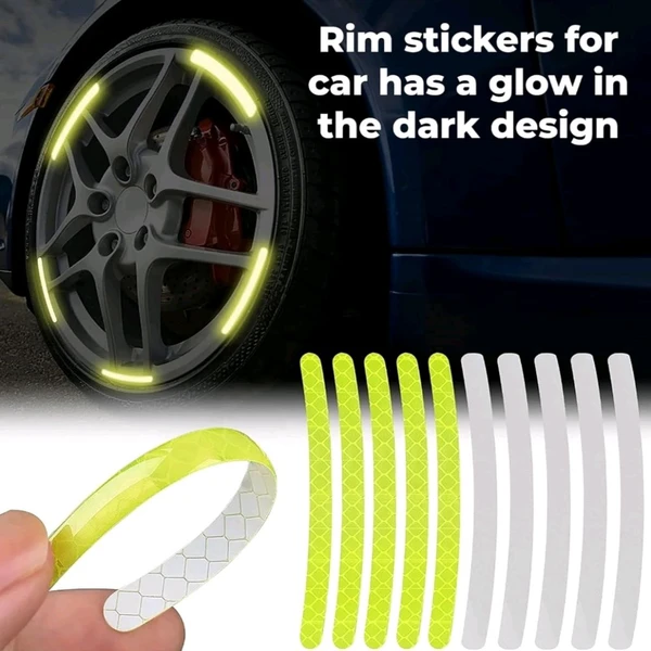 Reflective Tyre Stickers For Car And Bike (YELLOW 20Pcs)