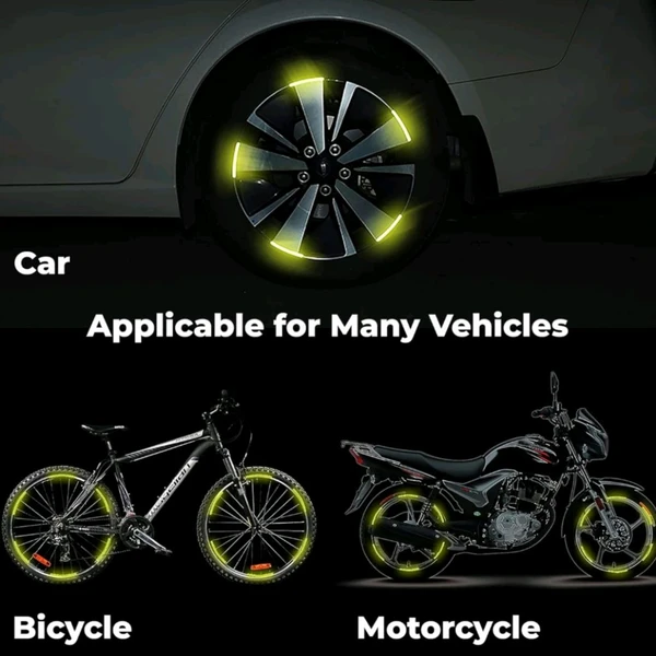 Reflective Tyre Stickers For Car And Bike (YELLOW 20Pcs)