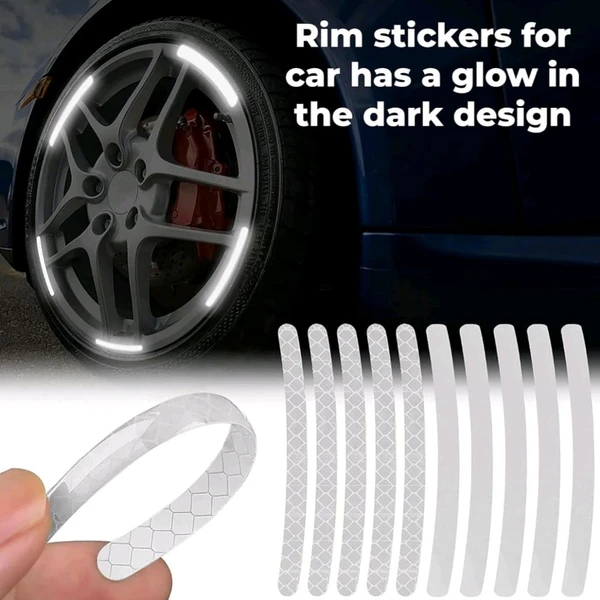 Reflective Tyre Stickers For Car And Bike (WHITE 20Pcs)