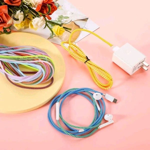 Long Colorful Mobile Earphone Charging And Data Cable Protecting Spring Cable MC070