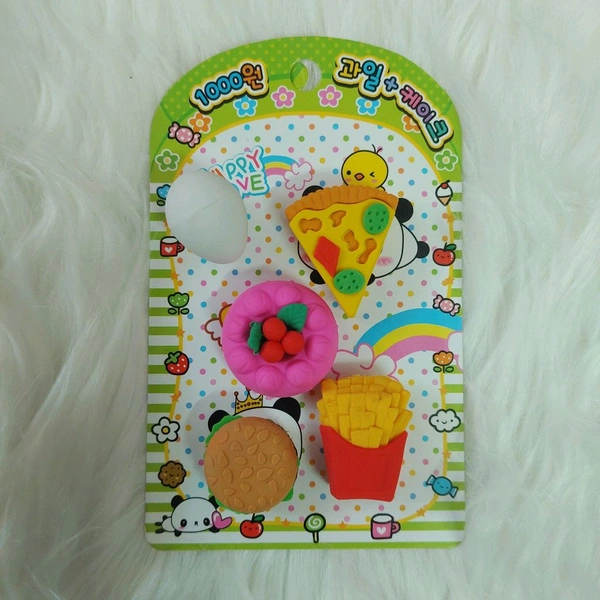 Kids Favourite 5 in 1 Pizza, Sandwich, Egg Set Erasers MC085