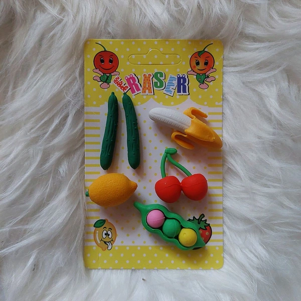 Kids Favorite 6 in 1 Fruits And Vegetables Mix Set Erasers MC092