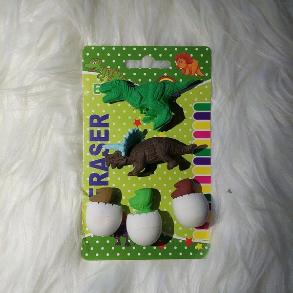 Kids Favourite 5 in 1 Dinosaur With 3 Babies Inside Egg Eraser Set MC094