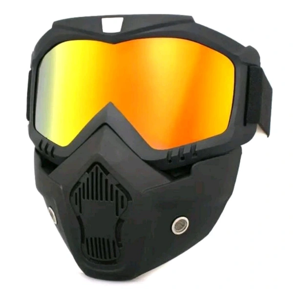 High Quality Protective Goggle With Mask For Comfort Ride With Windproof And Soft Foam Pads (Yellow) MC132