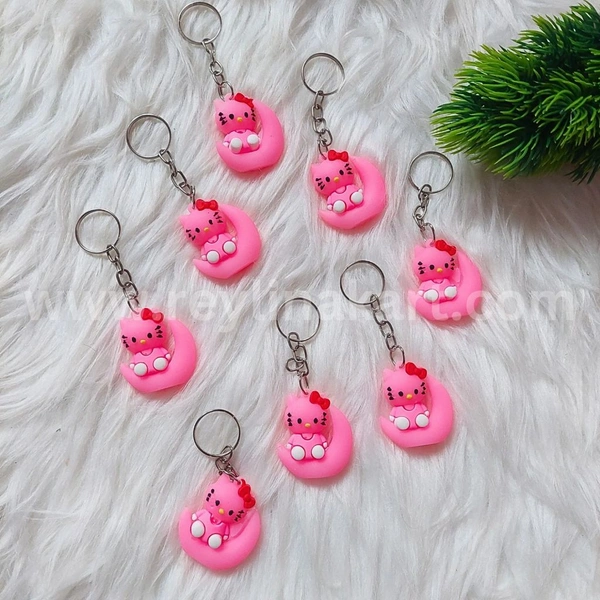 Cute Sitting Pinky Doll With Red Hair Clip Keychain MC166