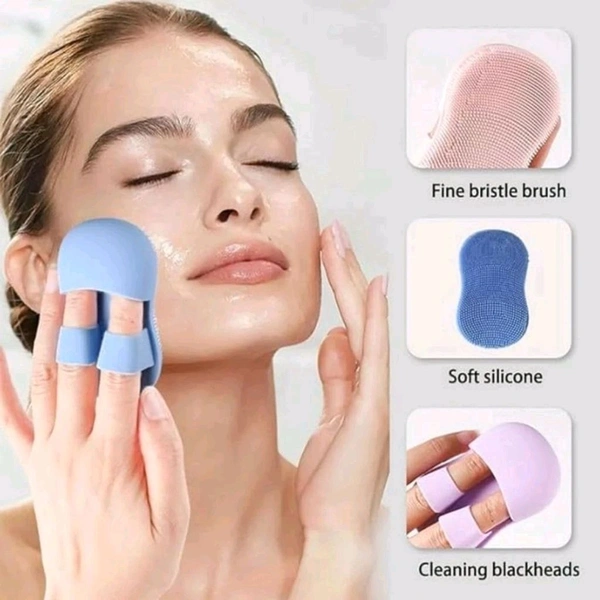 Double Finger Supported Facial Soft Silicone Scrubber Brush For Black And White Heads Removal MC185