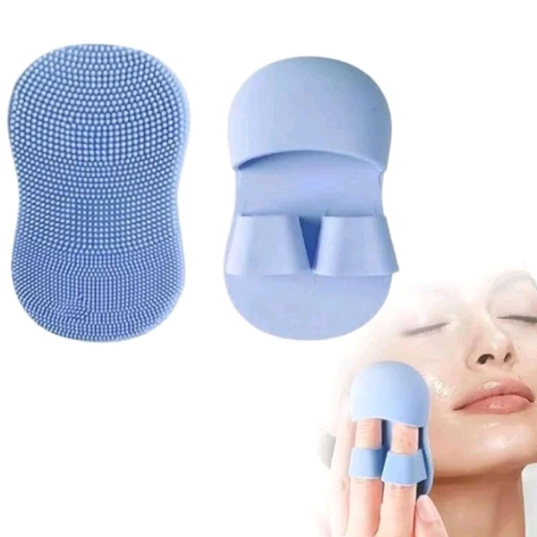 Double Finger Supported Facial Soft Silicone Scrubber Brush For Black And White Heads Removal MC185