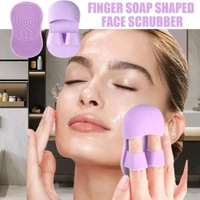 Double Finger Supported Facial Soft Silicone Scrubber Brush For Black And White Heads Removal MC185