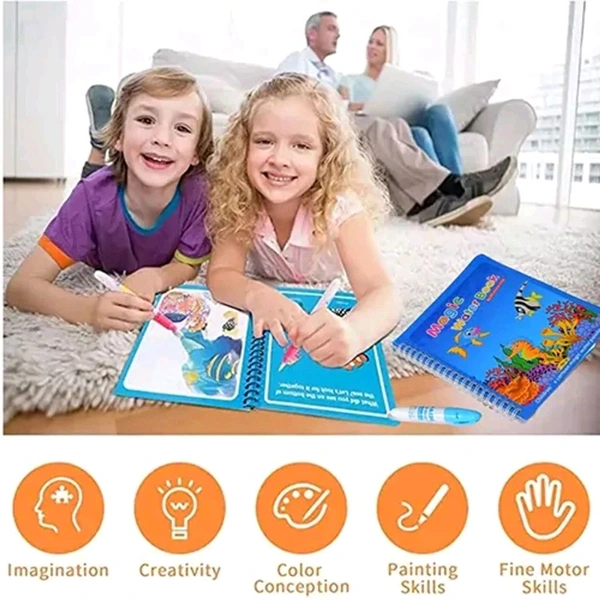 Magic Water Quick Dry Coloring Book With Magic Pen For Kids MC186