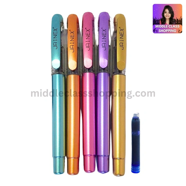 Jainex Premium Mettalic Finish Fountain Pen With Catridge Ink MC194