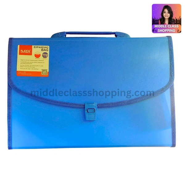 Saya 13 Divisional Pockets Documents And Files Carrying Bag Folder With Handle And Closing Lock MC212