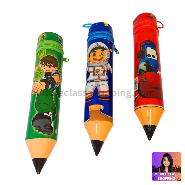 Kids Favourite Cute Pencil Shaped Pencil Pouch With Closing Zip MC215