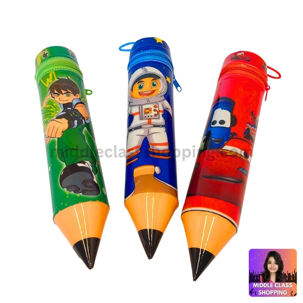 Kids Favourite Cute Pencil Shaped Pencil Pouch With Closing Zip MC215