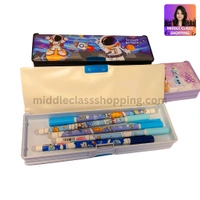Premium Double Sided Pencil Box With Magnet Clips (20×6.5cms) MC223