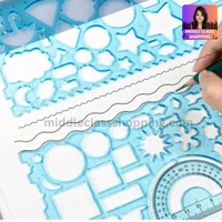 2 In 1 Students Cute Multi Shapes Stensil With Measurements For Easy Learning And Drawings MC228