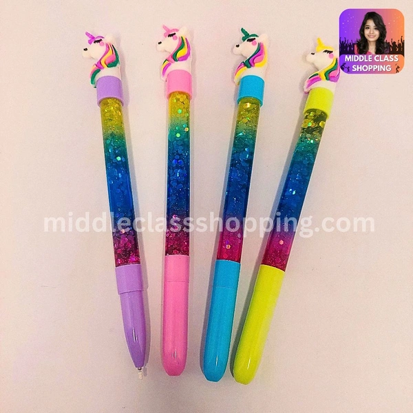 Cute Trendy Unicorn Floating Glitters Pen MC256