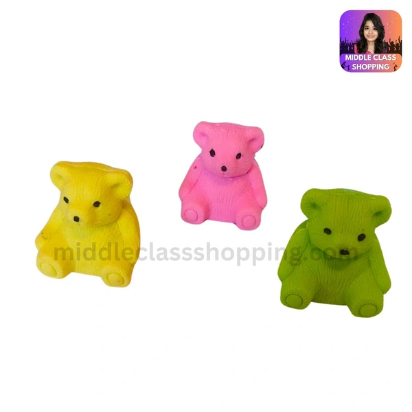Kids Favourite Cute Sitting Teddy Eraser With Sharpner MC267