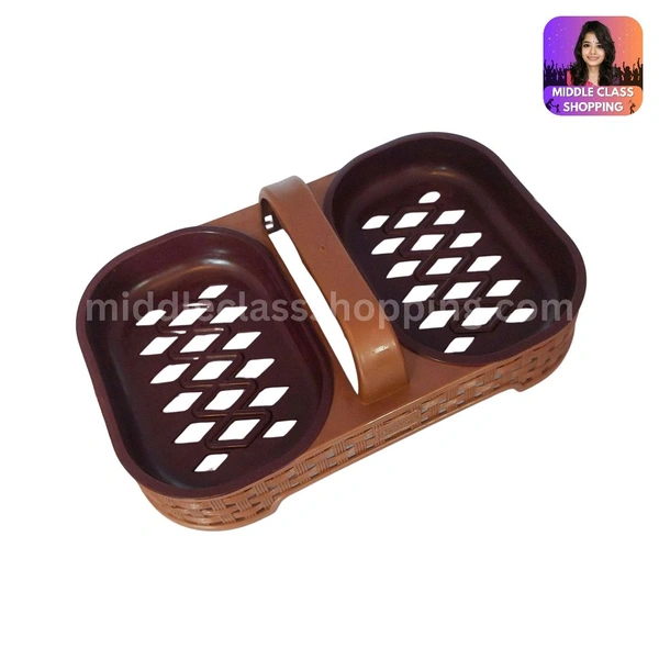 Wooden Patterned Double Sectional Water Dispensable Soap Stand With Handle MC277