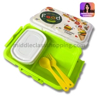 Kids Favourite Big Sized Lunch Or Snacks Box With Storage Container And Spoons (17.3×12.5cms) MC426