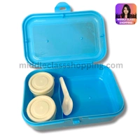 Kids Favourite Big Sized Lunch Or Snacks Box With 2 Round Storage Containers And Spoons (20×13cms) MC427