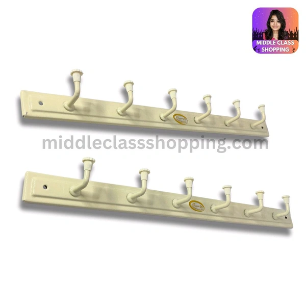 High Quality Ivory Metal 6 Hook Wall Hanger Setup MC430