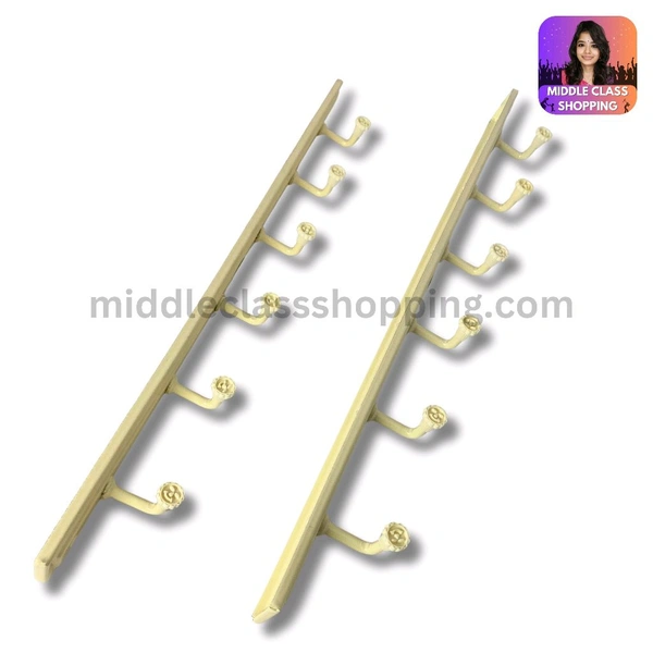 High Quality Ivory Metal 6 Hook Wall Hanger Setup MC430