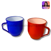 Cute Multicolor Double Layered Plastic Cups With Handle (B7×H7.3cms) MC442