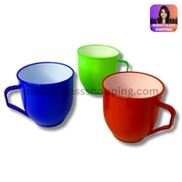 Cute Multicolor Double Layered Plastic Cups With Handle (B7×H7.3cms) MC442