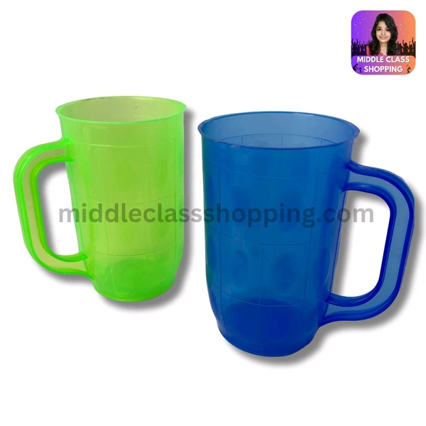 Cute Multicolor Plastic Juice Cups With Handle (B7.5×H12cms) MC444