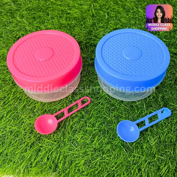 Cute Mini Transparent Kitchen Storage Containers With Spoon (B9.7×H5.4cms) MC446