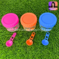 Cute Mini Transparent Floral Print Kitchen Storage Containers With Spoon (B7.2×H6.2cms) MC450