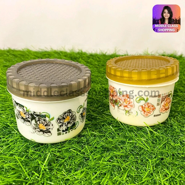 Premium Mini  Floral Print Kitchen Storage Containers With Spoon (B7.1×H5.9cms) MC451