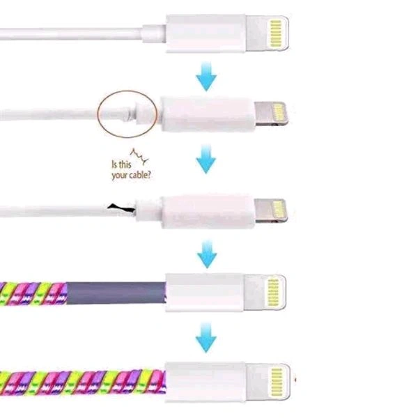 Premium Shining Mobile Earphone Charging And Data Cable Protecting Spring Cable (Shining Multicolor) MC480