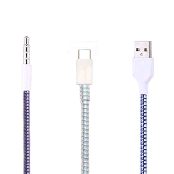 Premium Shining Mobile Earphone Charging And Data Cable Protecting Spring Cable (Shining Multicolor) MC480