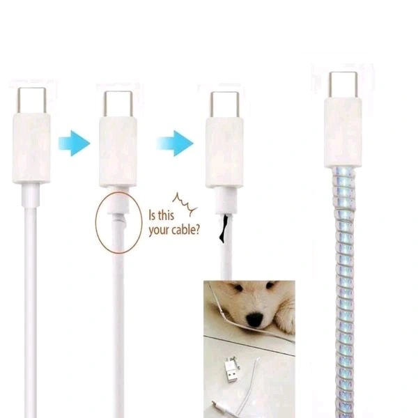 Premium Shining Mobile Earphone Charging And Data Cable Protecting Spring Cable (Shining Multicolor) MC480