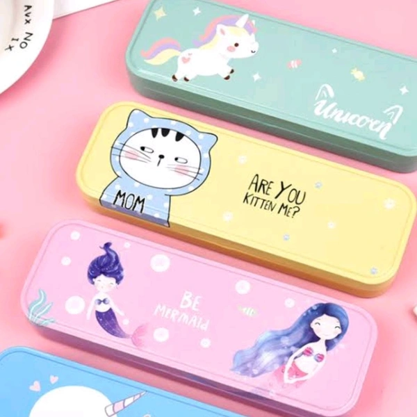 Super Cute Kids Favourite Cartoon Printed Metalic 3D Printed Pencil Box MC524