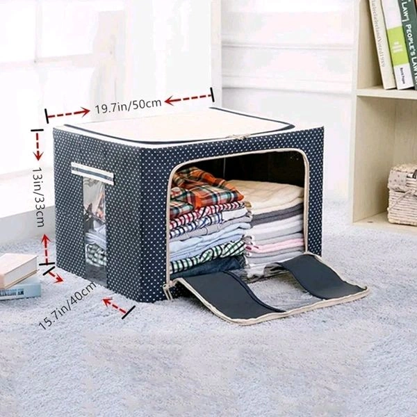 High Quality Multicolored Big Sized Foldable Cloth Organiser With Top And Side Zip Opening With Side Carrying Handles (50×40×33cms) MC531