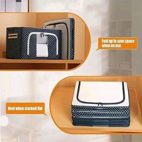 High Quality Multicolored Big Sized Foldable Cloth Organiser With Top And Side Zip Opening With Side Carrying Handles (50×40×33cms) MC531