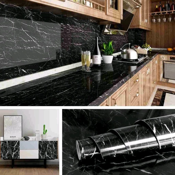 Black Marble Adhesive Wall Sticker (60×200cms) MC538