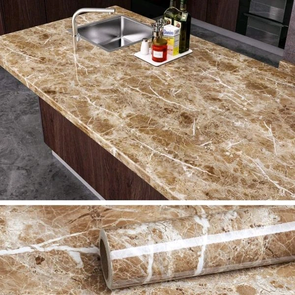 Brown Marble Adhesive Wall Sticker (60×200cms) MC539