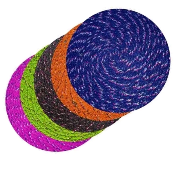 High Thickness Multipurpose Round Shaped Cotton Floor Mats (Mulicolors)  MC542