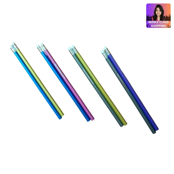 (Pack Of 10) Kids Favorite Cute Dark Pencils With Erasers And Colorful Lamination MC556