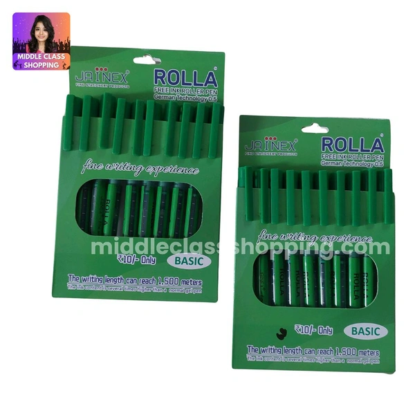 Jainex Rolla Roller Ink Pen (GREEN 10pcs) MC561