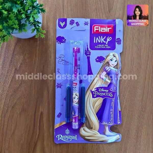Premium Quality Flair Purple Disnep Princess Liquid Ink Fountain Pen With 2 Catridges MC573